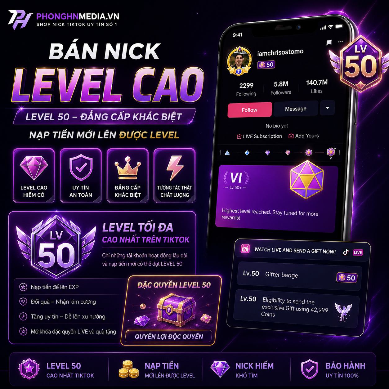 Kênh TikTok Cấp Cao - Level 44